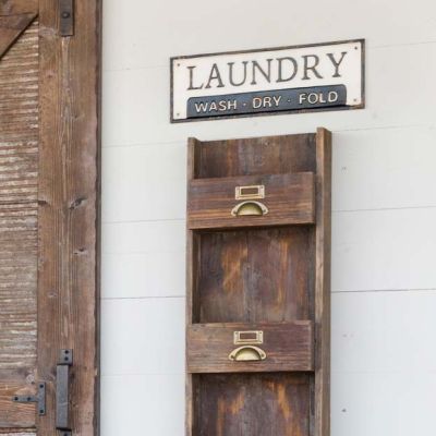 Metal Wash Dry Fold LAUNDRY Sign