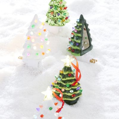 Metallic Ceramic Christmas Tree Night Light