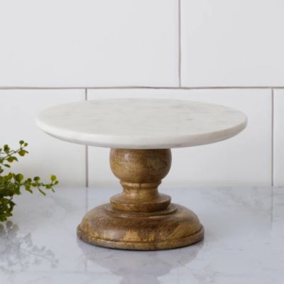 Mini Marble And Wood Cake Pedestal