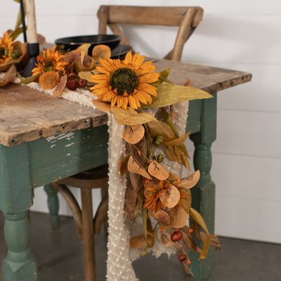 Mini Pumpkins and Sunflowers Decorative Garland