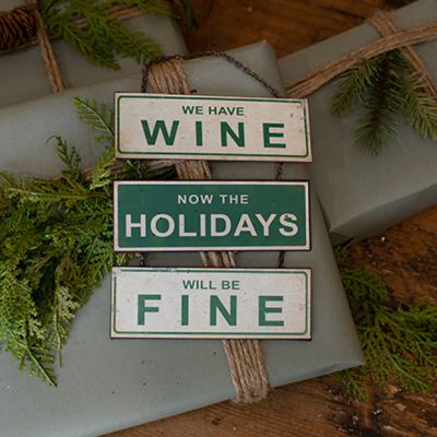 Miniature We Have Wine Holiday Sign Set of 2