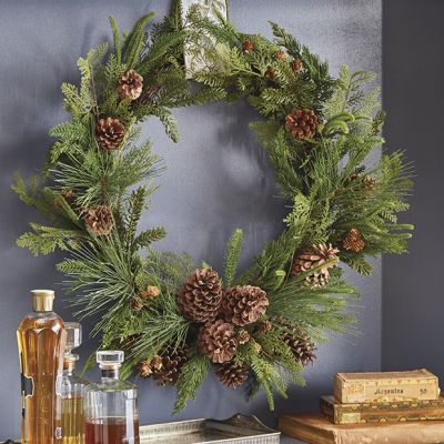 Mixed Evergreen And Pinecone Wreath