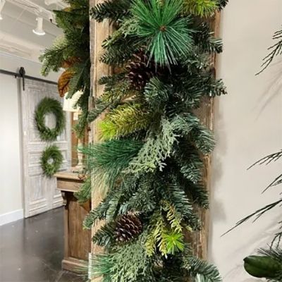 Mixed Faux Evergreen and Pinecones Garland
