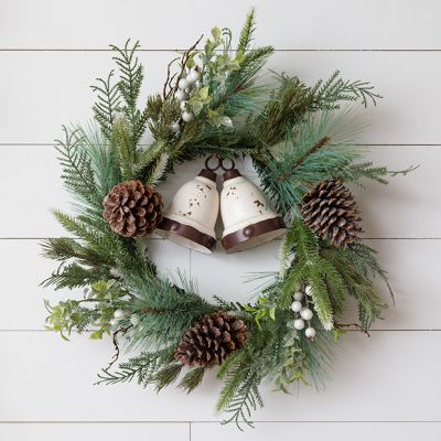 Mixed Pine Wreath With Berries and Bells