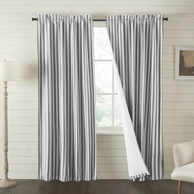 Modern Black Ticking Stripe Curtain Panel