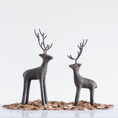 Modern Cast Iron Deer Figurine