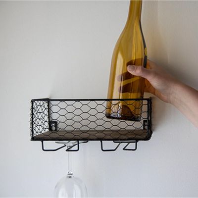 Modern Chic Wall Mount Wine Bottle Shelf