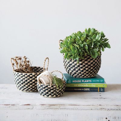 Modern Farmhouse Seagrass Storage Baskets Set of 3