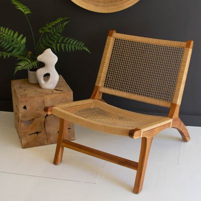 Modern Farmhouse Teak Wood Lounge Chair