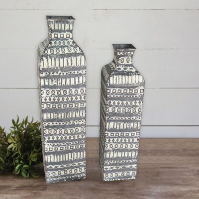 Modern Farmhouse Textured Pattern Vase Set of 2