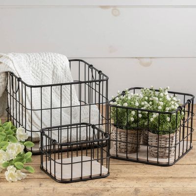 Modern farmhouse Wire Nesting Baskets Set of 3