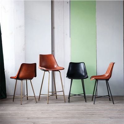 Modern Leather Bucket Chair and Stool