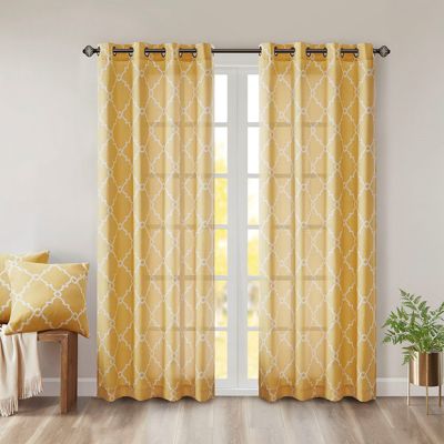 Modern Print Curtain Panel With Grommets 63 Inch