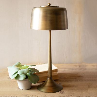 Modern Sleek Antiqued Brass Table Lamp