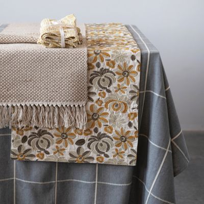 Multicolor Floral Embroidered Table Runner