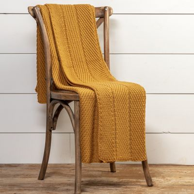 Mustard Twill Knit Throw Blanket