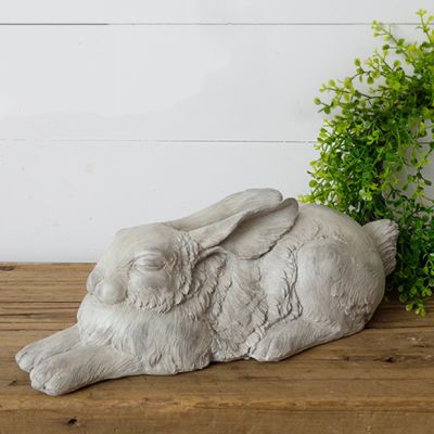 Napping Bunny Stone Statue