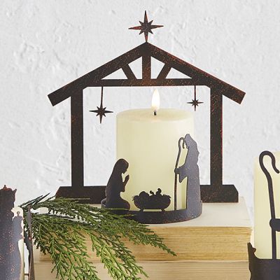 Nativity Silhouette Candle Holder