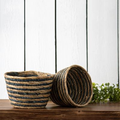 Natural Accents Blue Stripe Nesting Baskets Set of 2