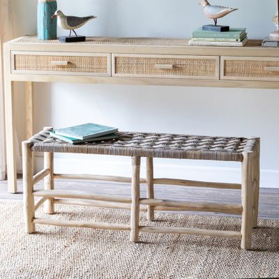 Natural Accents Woven Seat Bench