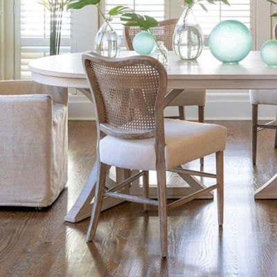 Natural Farmhouse Cane Back Dining Chair Set of 2