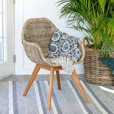 Natural Rattan And Wood Accent Chair