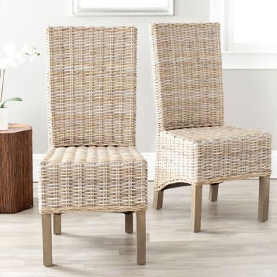 Natural Rattan Frame Dining Chair Set of 2