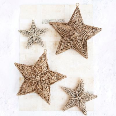 Natural Seagrass Star Ornaments Set of 4