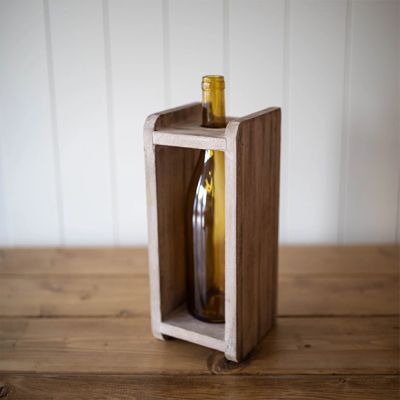 Natural Wood 1 Bottle Wine Holder Set of 2