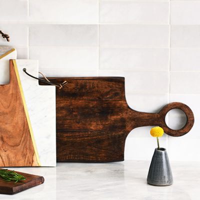 Natural Wood Handled Cutting Board Set of 2