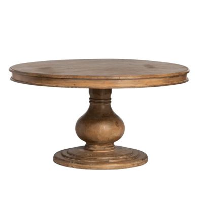 Natural Wood Round Pedestal Dining Table