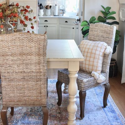 Natural Woven Rattan Dining Chair Set of 2