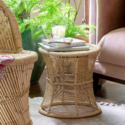Natural Woven Rope Round Side Table