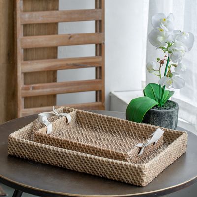 Natural Woven Textured Decorative Tray