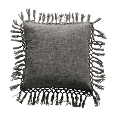 Neutral Accent Pillow With Fringe