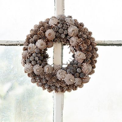Neutral Hue Mixed Pinecone Wreath 12 Inch