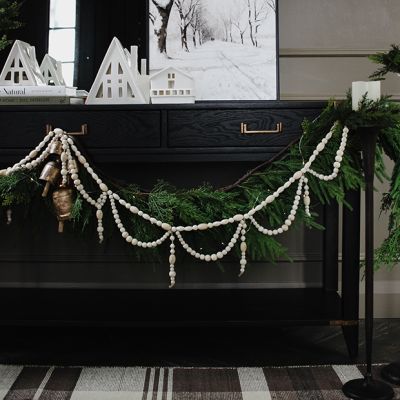 Neutral Wooden Bead Swag Garland