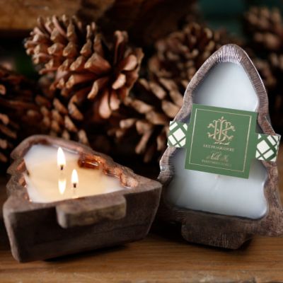 Noble Fir Tree Shaped Dough Bowl Candle