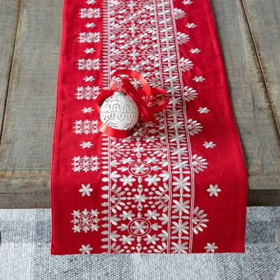 Nordic Christmas Embroidered Table Runner