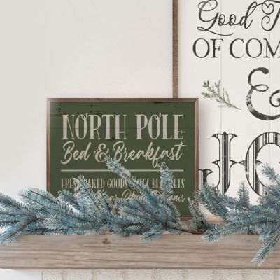 North Pole Bed And Breakfast Green Wall Sign