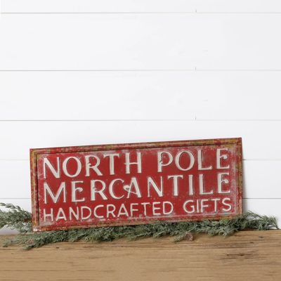 North Pole Mercantile Metal Sign