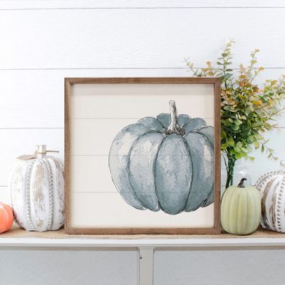 Offset Blue Pumpkin Framed Wall Art