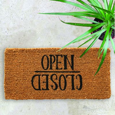 Open Closed Classic Coir Doormat