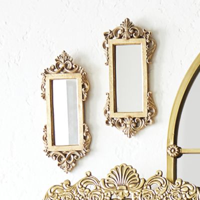 Ornate Gold Rectangle Mirror Set of 2