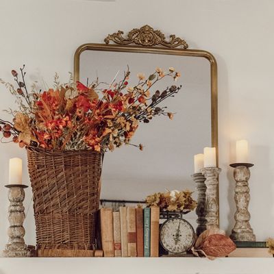 Ornate Top Simple Metal Wall Mirror