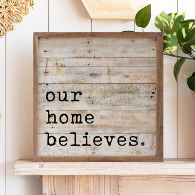 Our Home Believes Brown Framed Sign