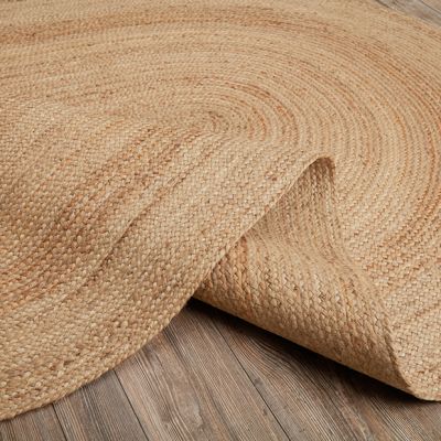 Oval Jute Area Rug with Pad