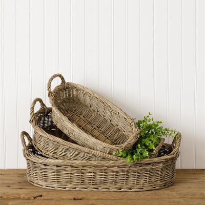 Oval Wicker Nesting Basket Collection Set of 3