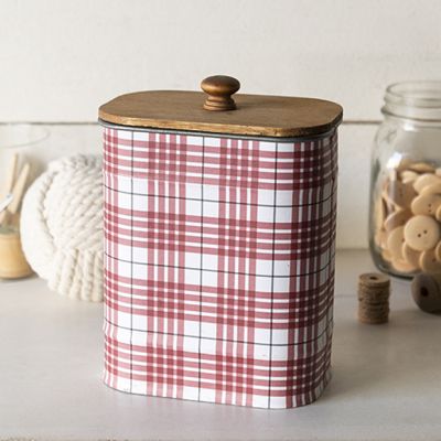 Oval Wood Top Storage Canister
