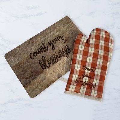 Oven Mitt And Wood Cutting Board Gift Set